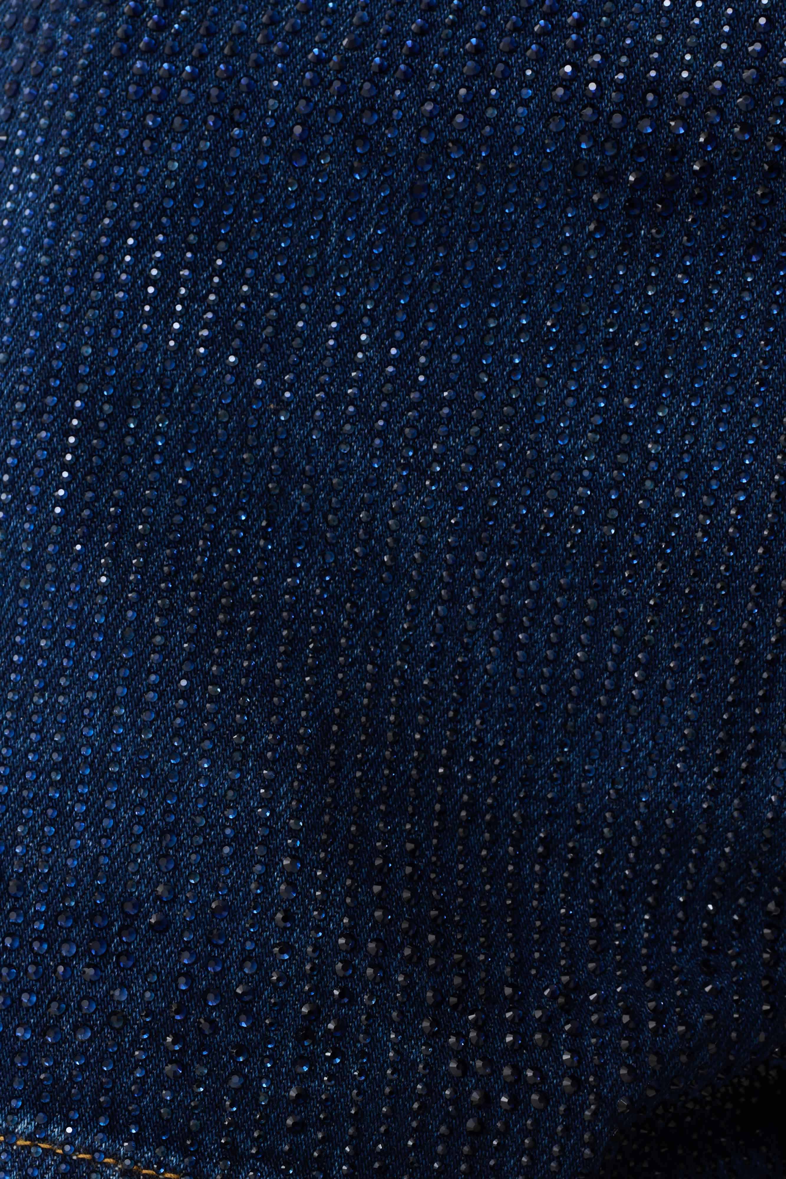 Dan Diamante Denim Shorts Midnight Blue