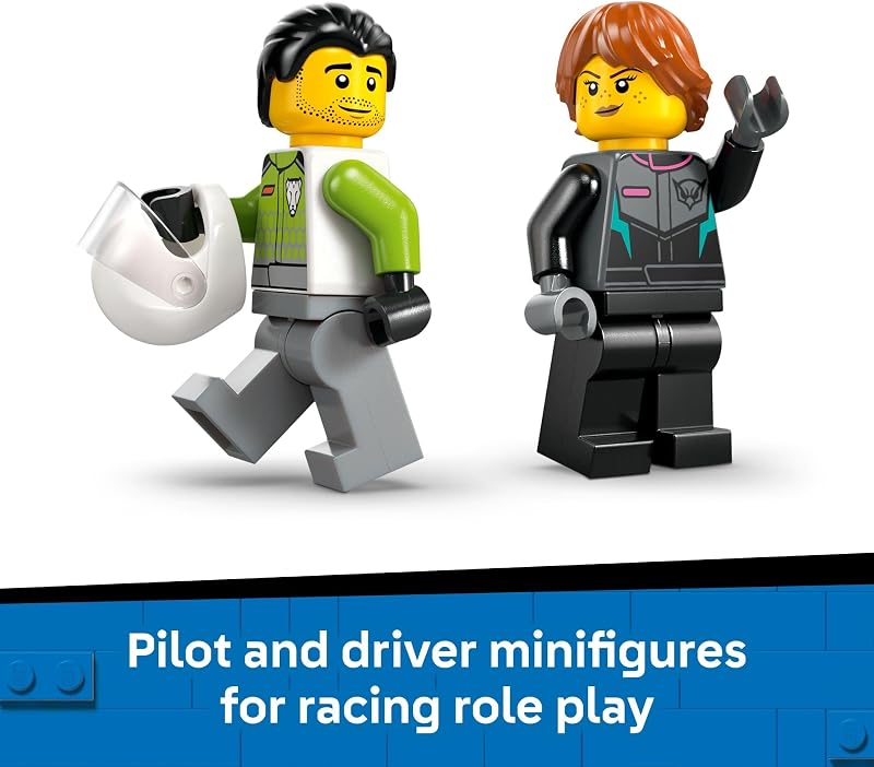 LEGO City Jet vs Car Building Toys for Kids Vehicle Sets for Boys Girls Ages 6 Gift for Birthdays Toy Car Jet W Driver Pilot Minifigures 60489