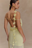 Rosalie Floral Chiffon Maxi Dress Pastel Lemon