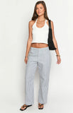 Amity Navy Stripe Mid Rise Straight Leg Jeans