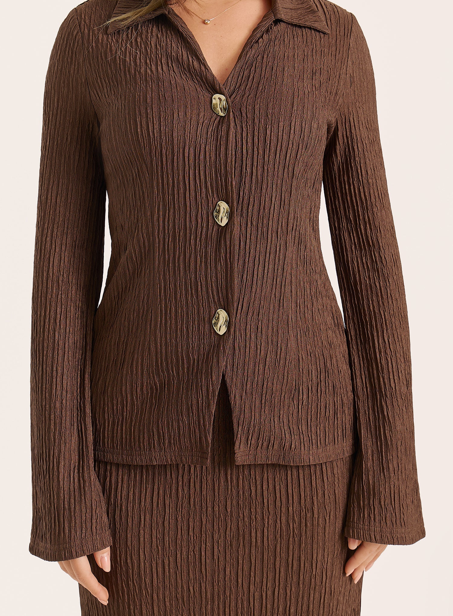 Chocolate Crinkle Jersey Long Sleeved Top