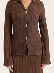 Chocolate Crinkle Jersey Long Sleeved Top