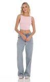 Embroidered Open Back Top in Pink