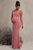 Oh Baby Blush Maternity One Shoulder Bodycon Maxi Dress