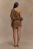 Gabriella Draped Mini Dress Light Brown Marle