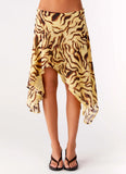 Kia Low Rise Asymmetrical Midi Skirt Laguna Print