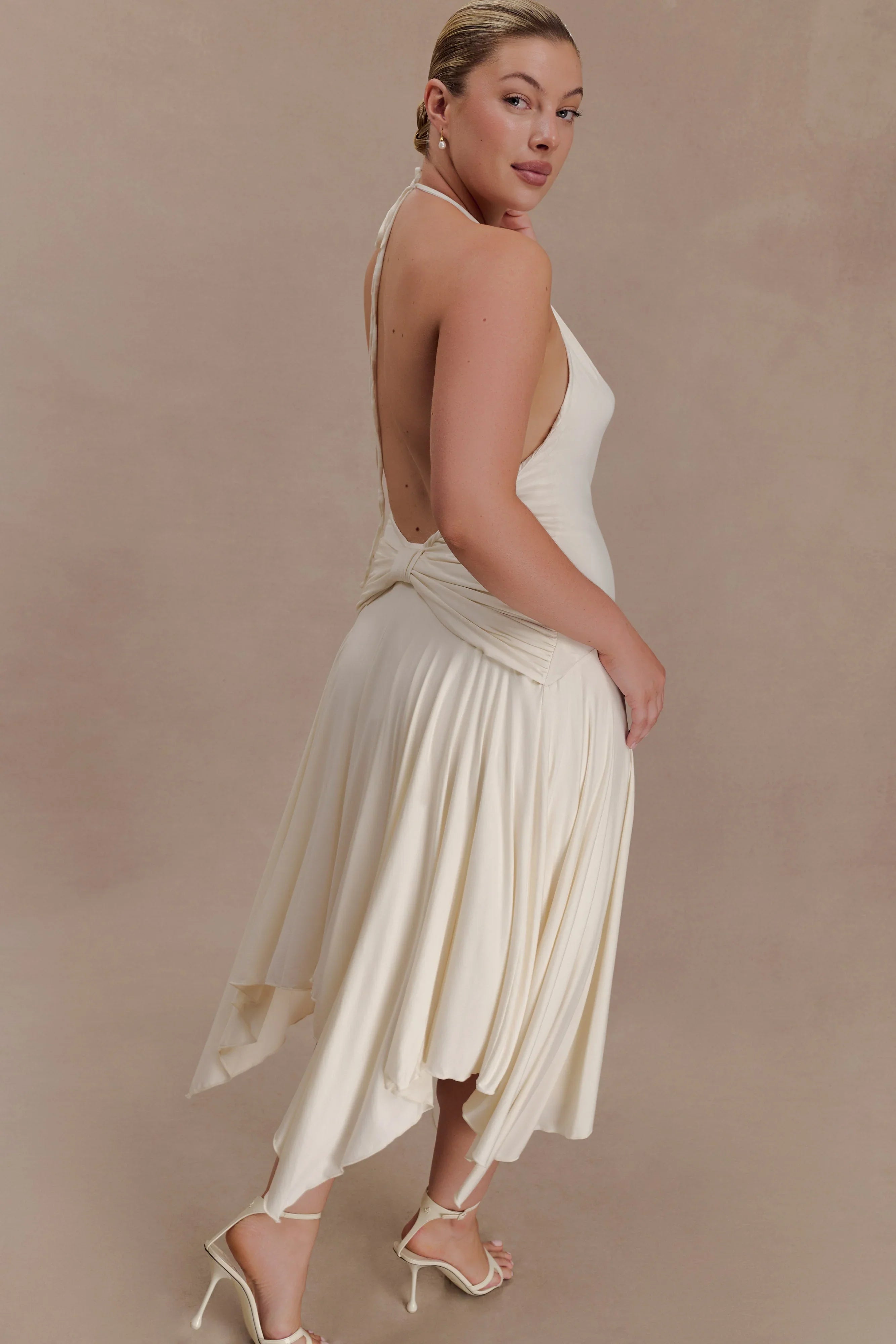 Sylvie Modal Hankie Midi Dress Ivory