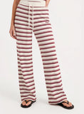 White And Brown Striped Jersey Ribbed Trousers