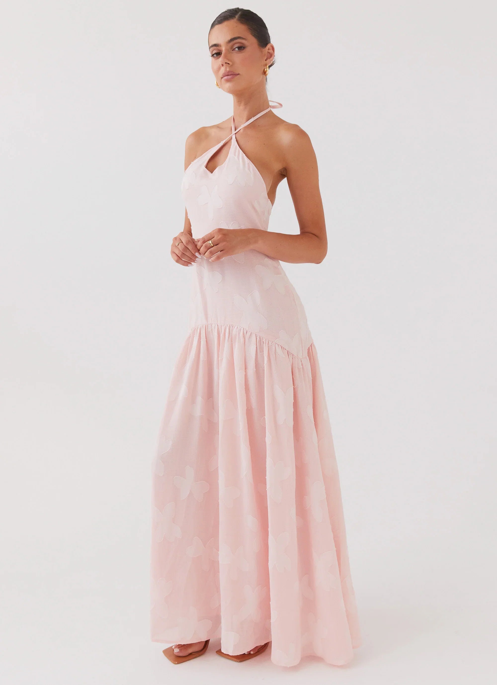 Blushed Cross Neckline Maxi Dress Pink Petal