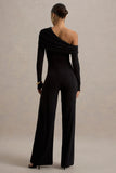Gracious Black Jumpsuit With Asymmetric Neckline