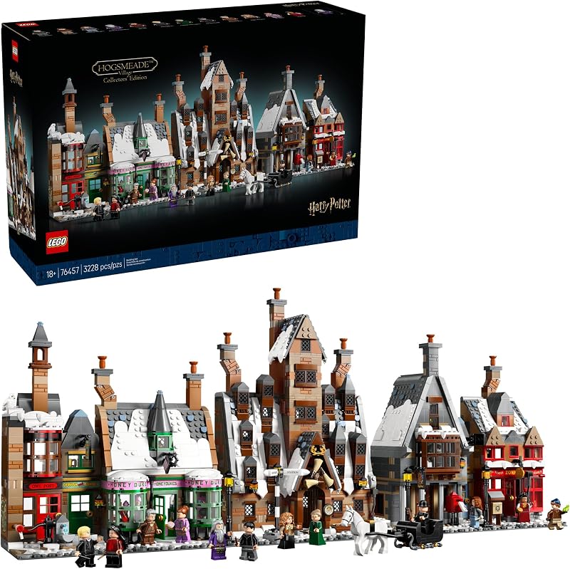 LEGO Harry Potter Hogsmeade Village Collectors Edition Building Set for Adults Ages 18 Craft 7 Iconic Buildings Kit Includes 12 Minifigures Gift Idea for Birthdays and Fans 76457