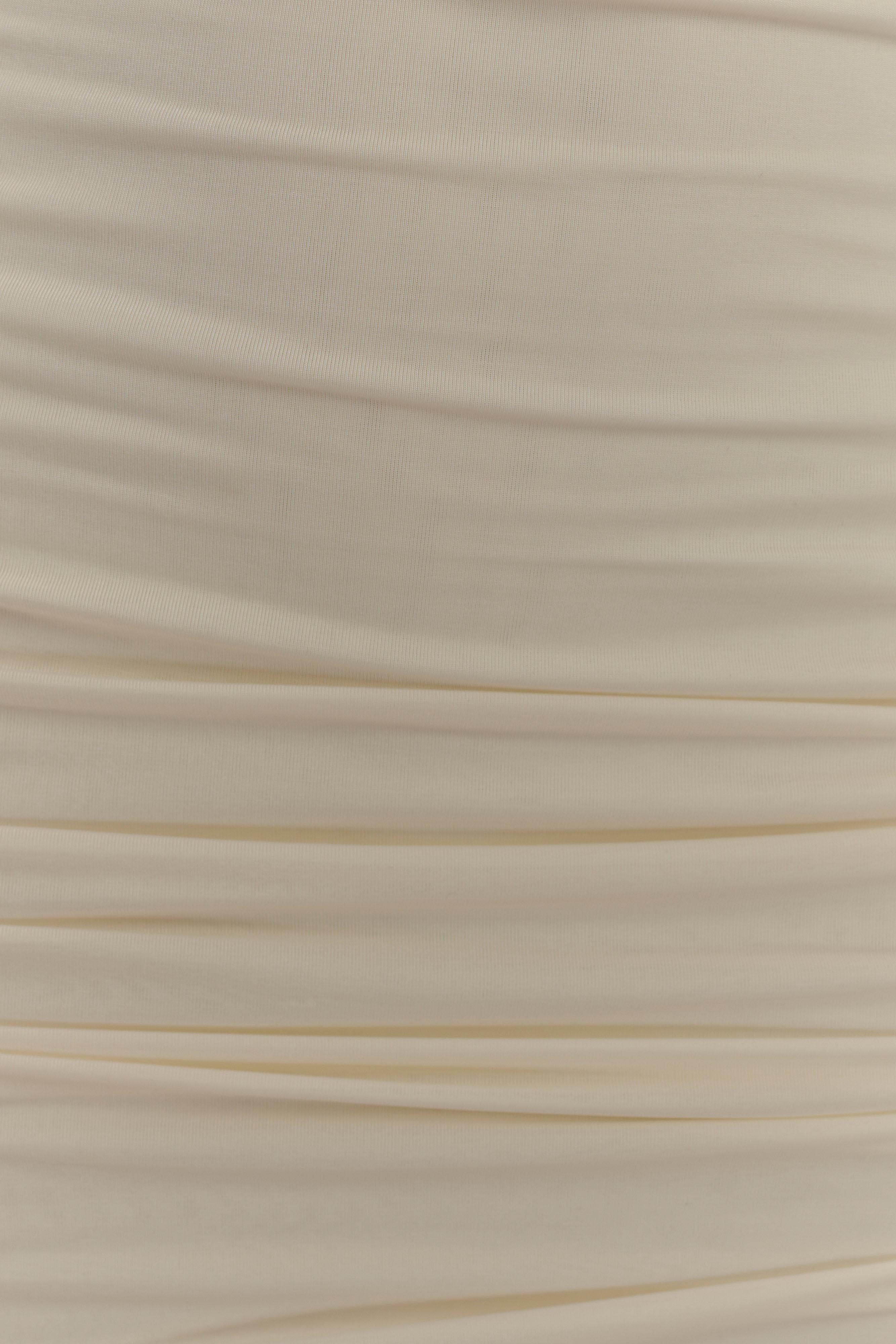 Mariposa Slinky Halter Mini Dress Ivory