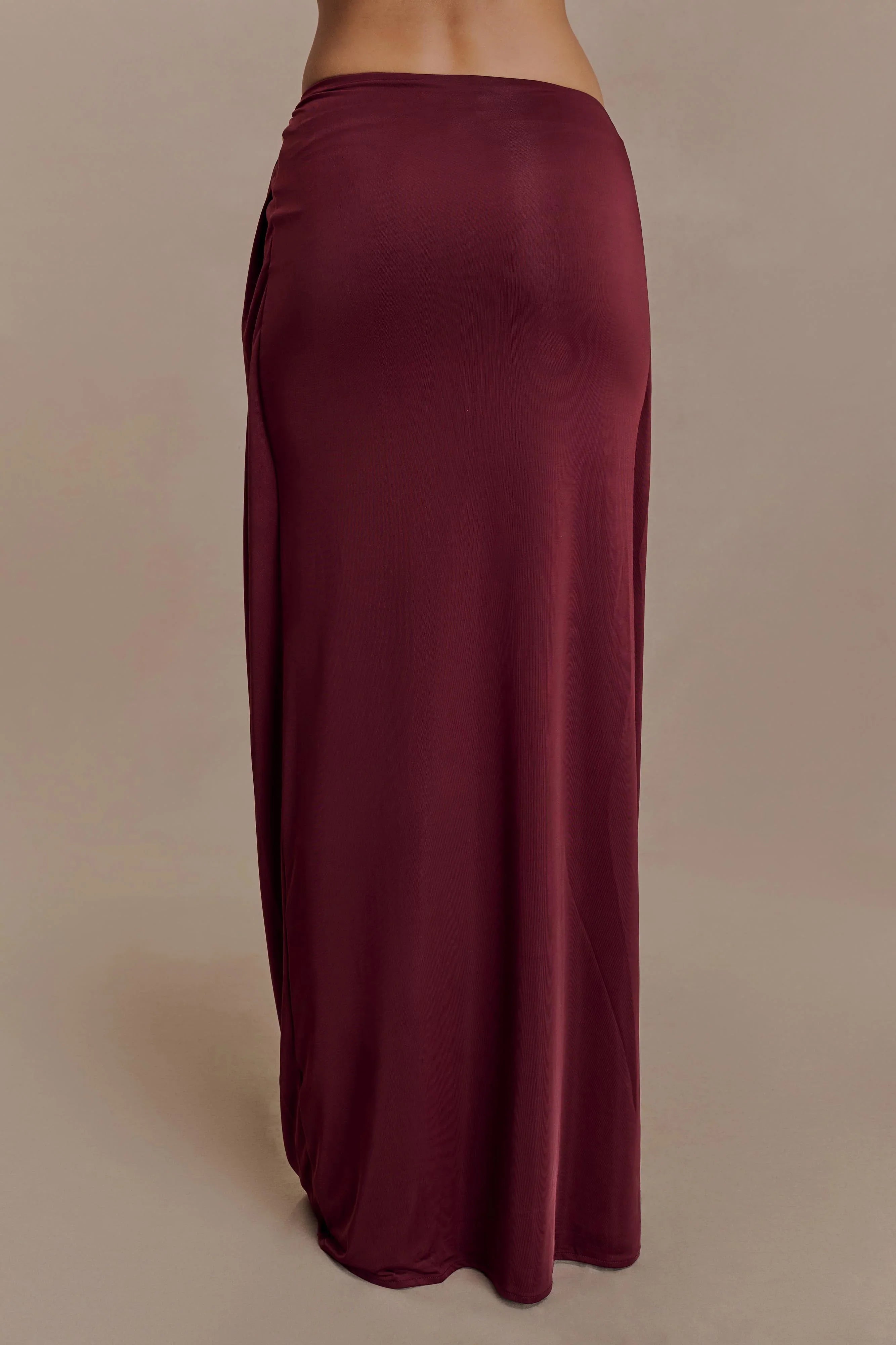 Bridget Slinky Maxi Skirt With Hardware Burgundy