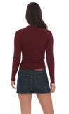 Mock Neck Zip Up Cardigan in Maroon