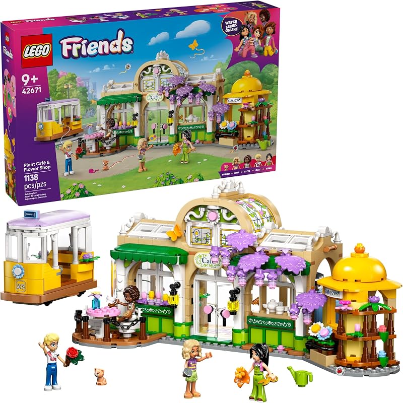 LEGO Friends Plant Café Flower Shop Pretend Play Building Toy Playset with 4 Minidolls and Cat Toy for Creative Storytelling Birthday Gift Idea for Girls and Boys Ages 9 and Up 42671