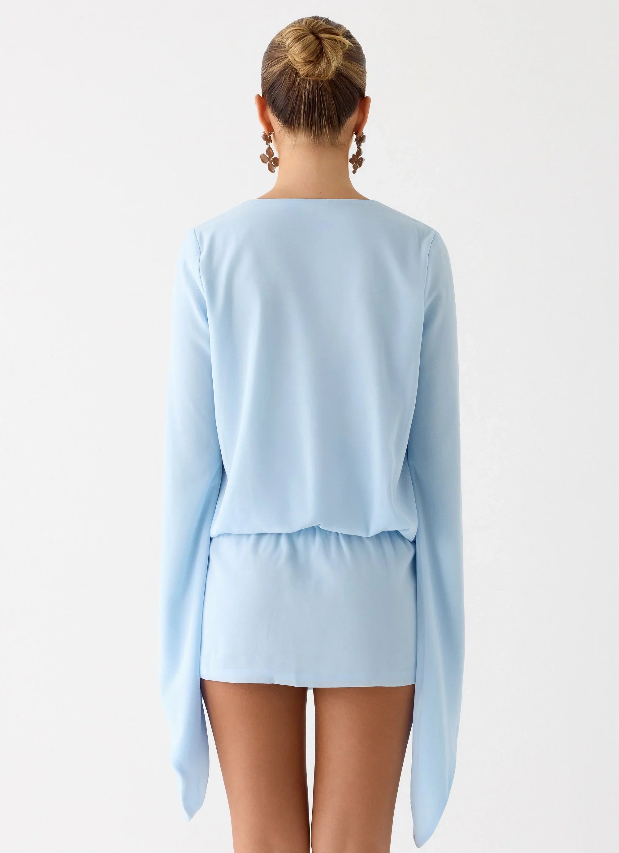 Junia Long Sleeve Mini Dress Pale Blue