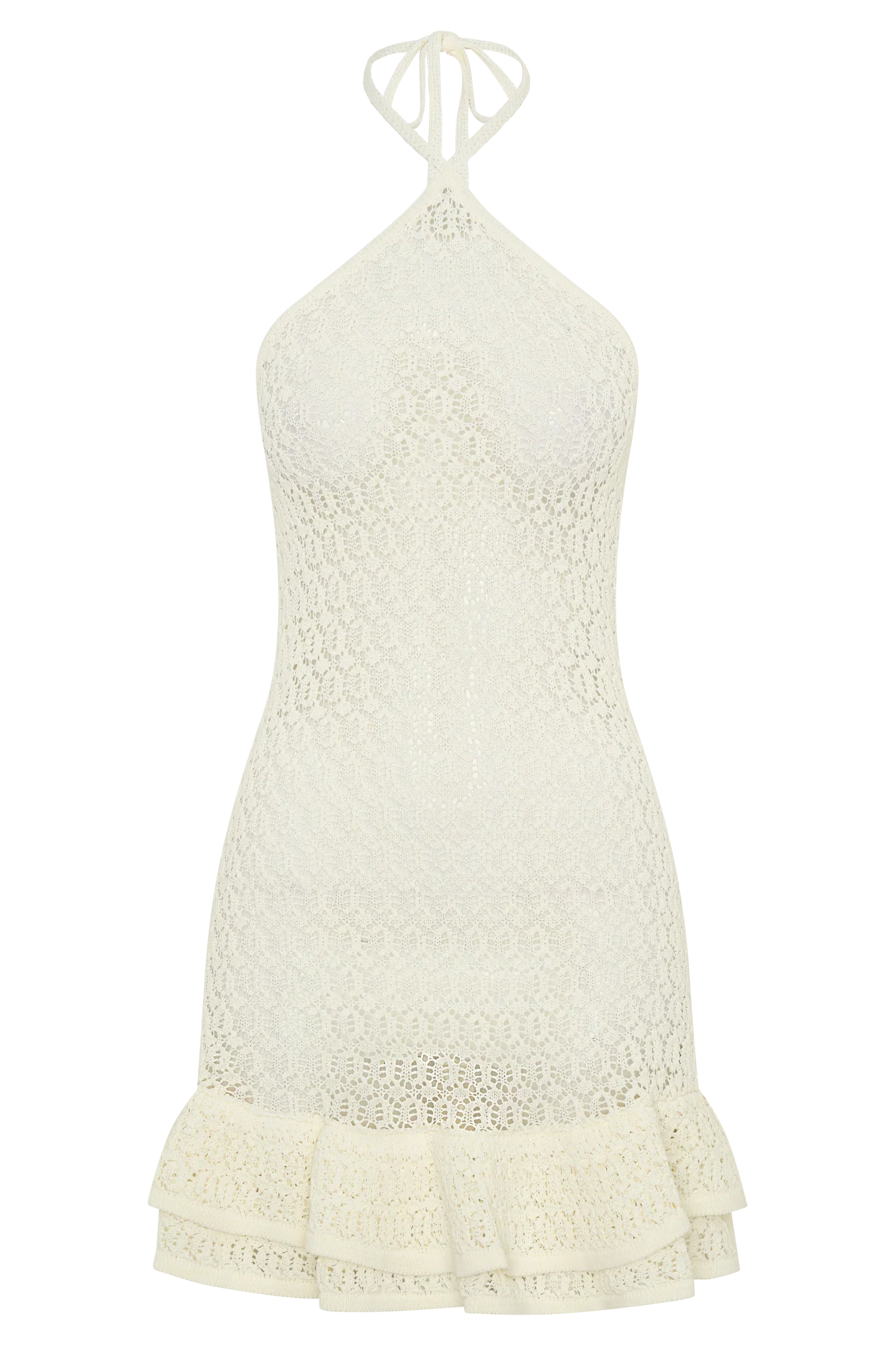 Carrisa Crochet Knit Mini Dress White