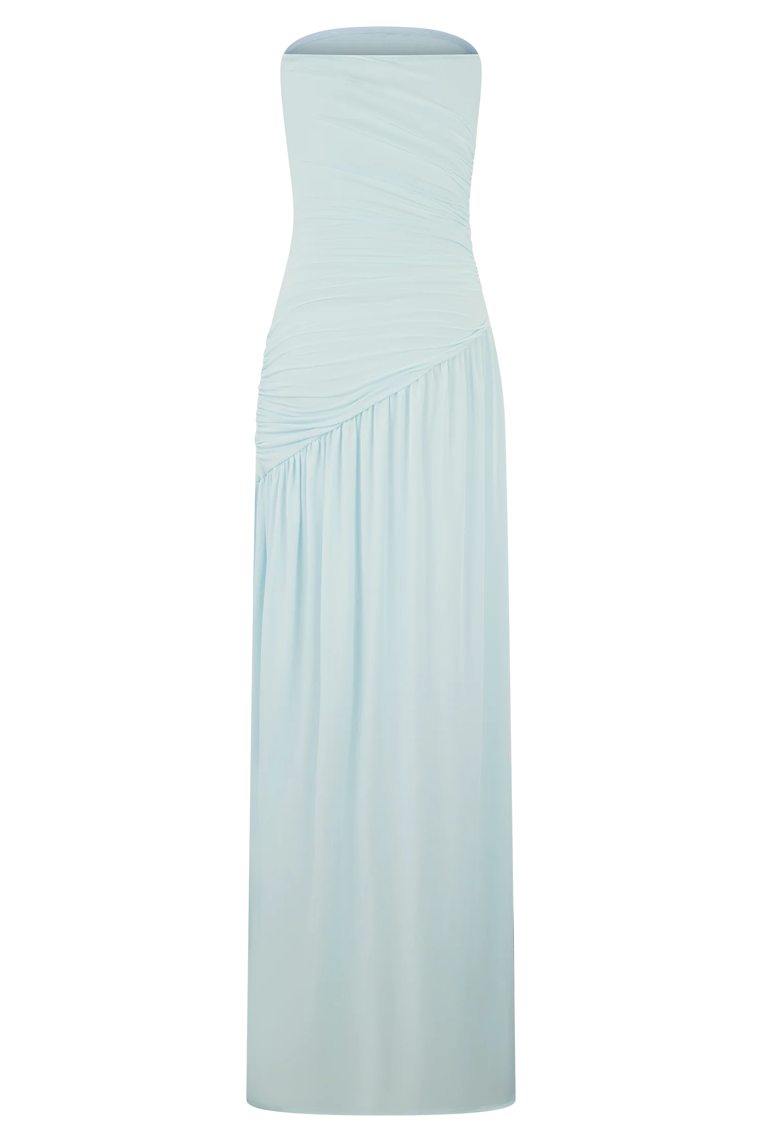 Bex Strapless Slinky Maxi Dress With Split Pale Blue