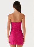 Dangerous Kind Beaded Mini Dress Hot Pink