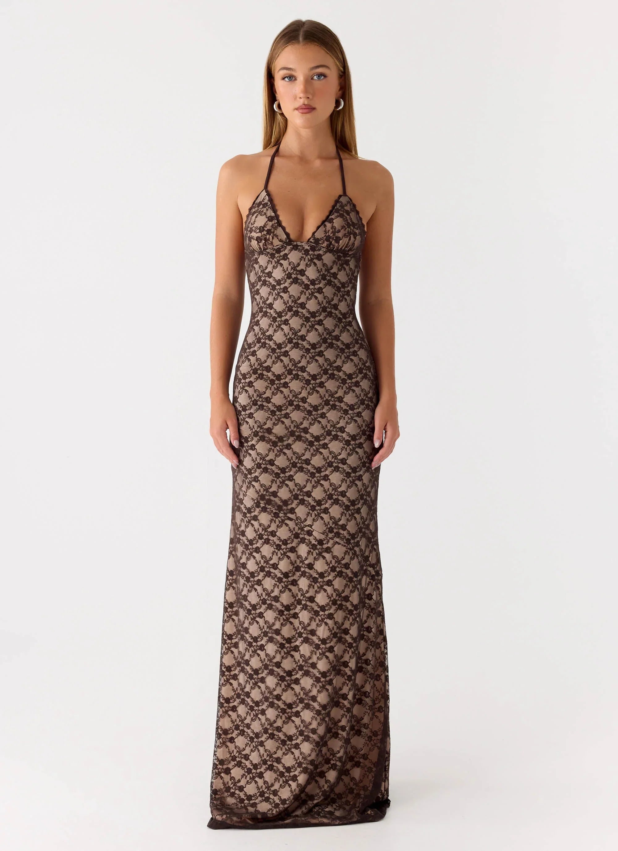 Zecca Lace Maxi Dress Chocolate