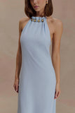 Abeda Cotton Maxi Dress With Hardware Pale Blue