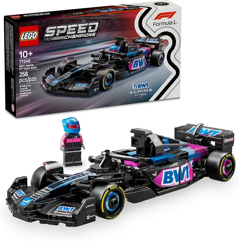 LEGO Speed Champions BWT Alpine F1 Team A524 Race Car Toy Building Set for Kids Boys Girls Ages 10 Toy Car for F1 Fans Gift Idea for Birthday 77248