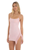 Ruffle Slit Mini Dress in Pink