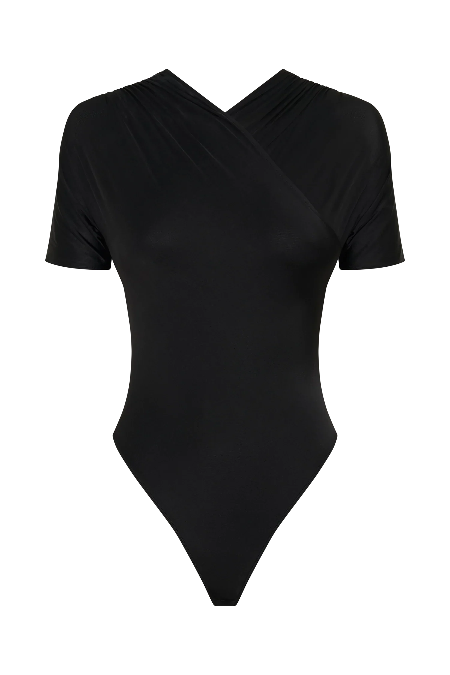 Junie Shortsleeve Cross Over Bodysuit Black