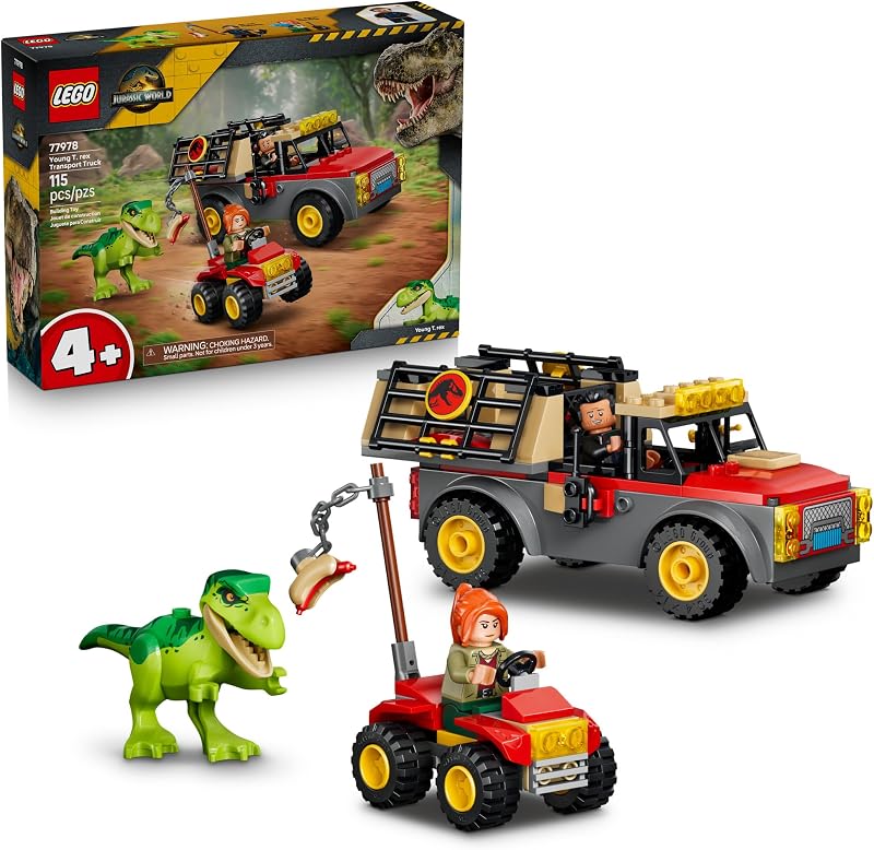 LEGO Jurassic World Young T rex Transport Truck 77978 Building Toy for Boys Girls Ages 4 Dinosaur Toy for Preschoolers Pretend Play 115 pieces Gift for Birthdays