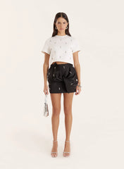 Black Embellished Knot Detail Mini Skirt