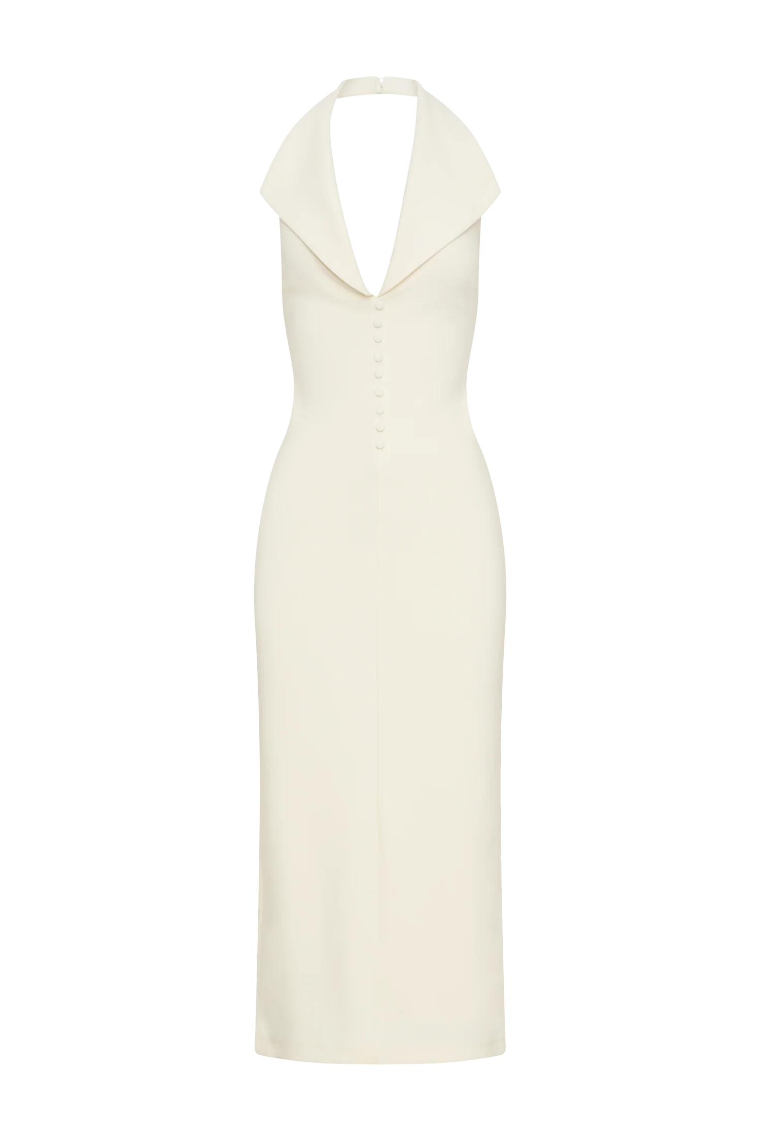 Annita Crepe Halter Midi Dress Ivory