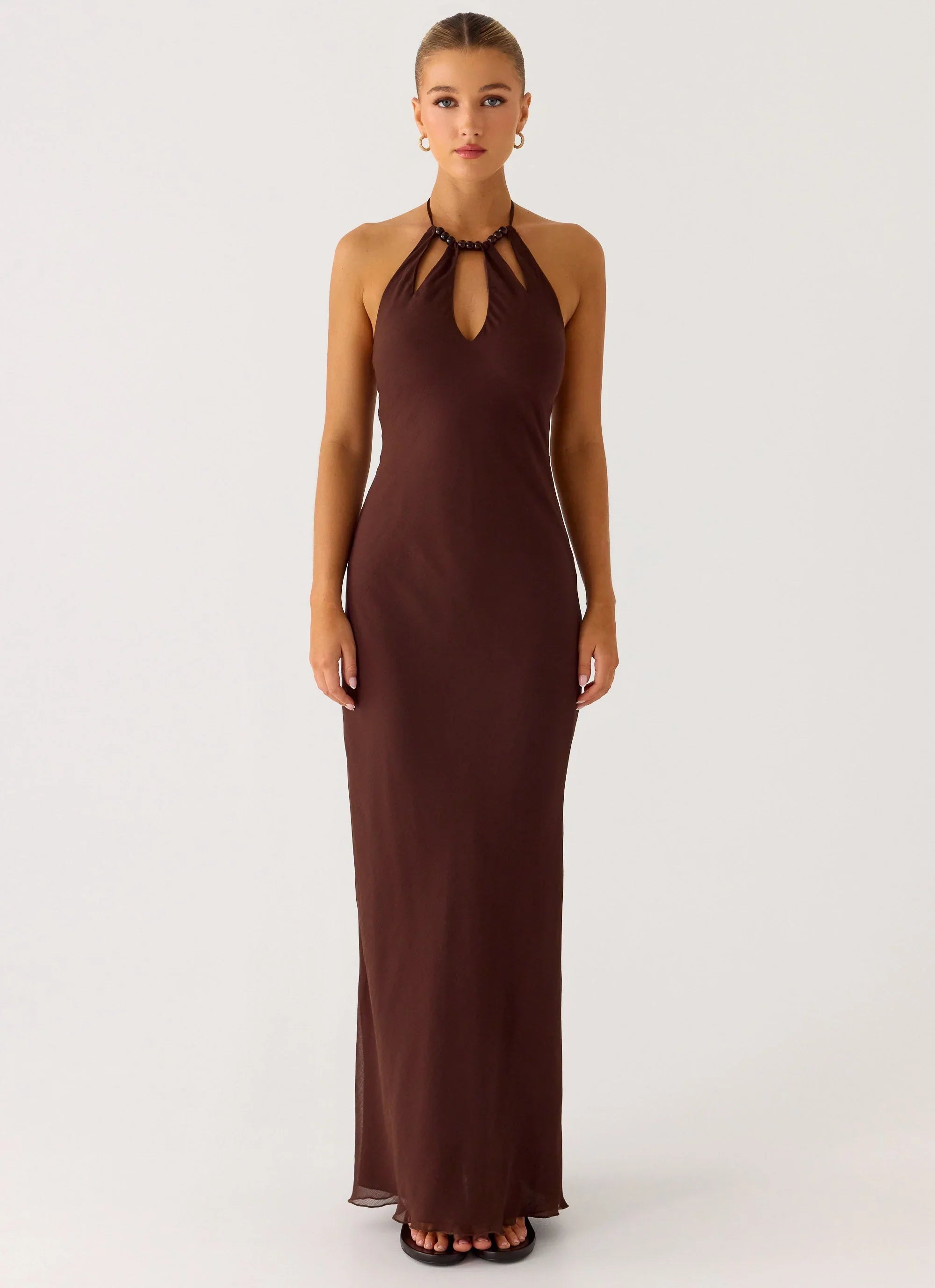 Harlyn Halter Maxi Dress Chocolate