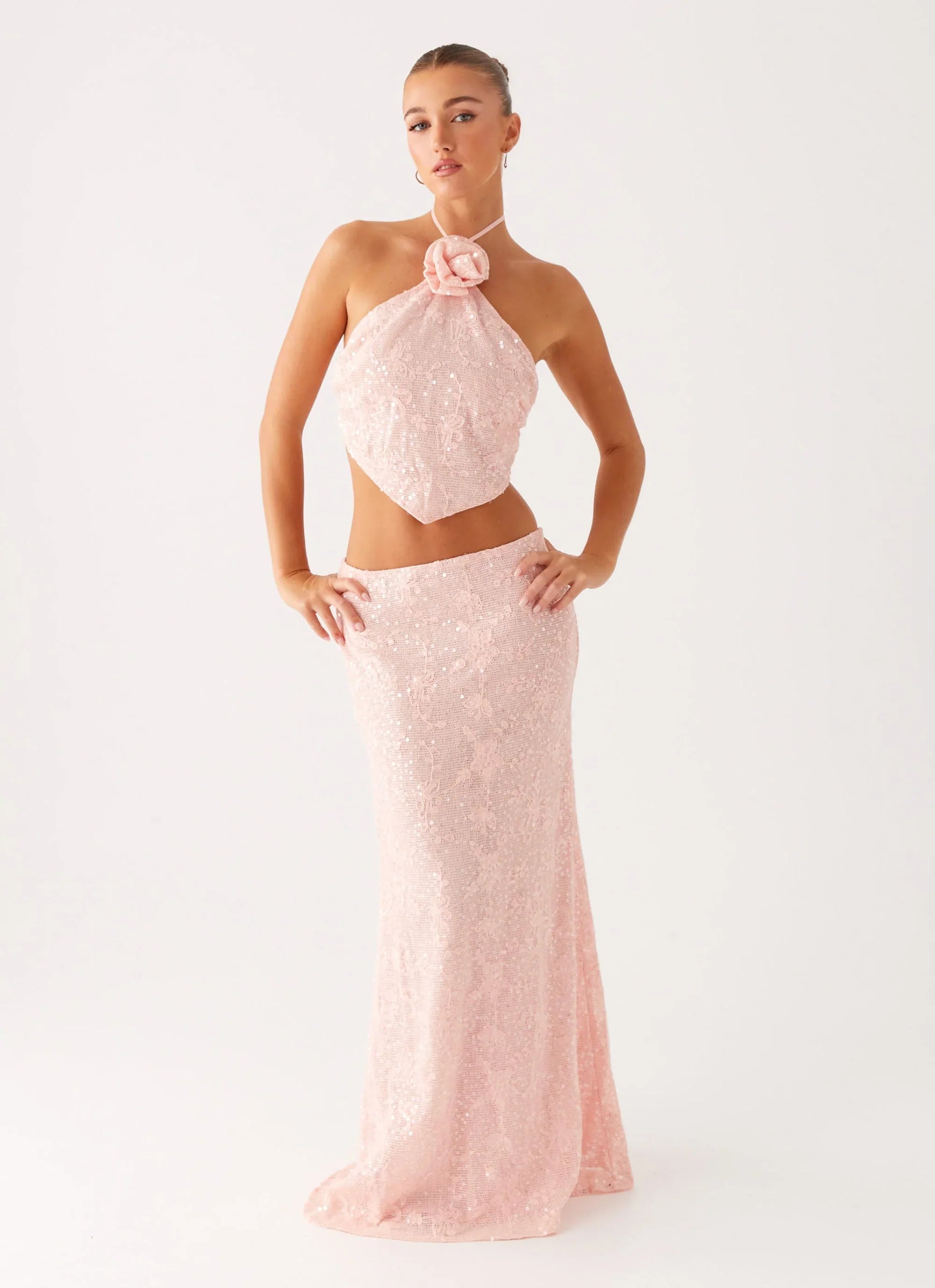 Nico Sequin Maxi Skirt Pink