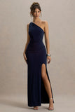 Dressing Up Navy One Shoulder Maxi Dress With Open Back Detail