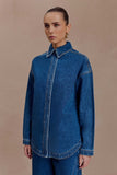 Lioda Oversized Denim Shirt Dark Blue