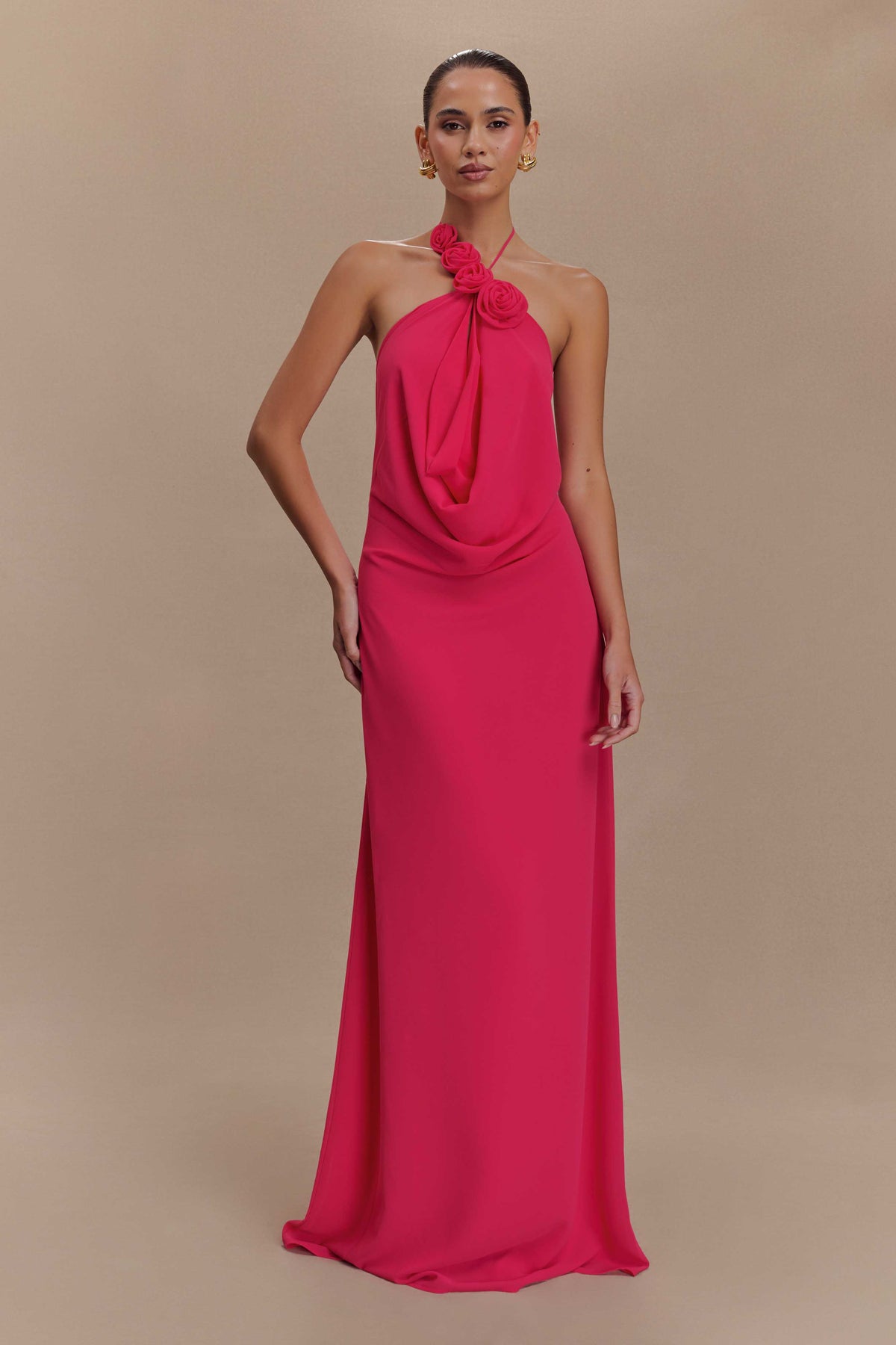 Rosalia Cowl Neck Maxi Dress Raspberry