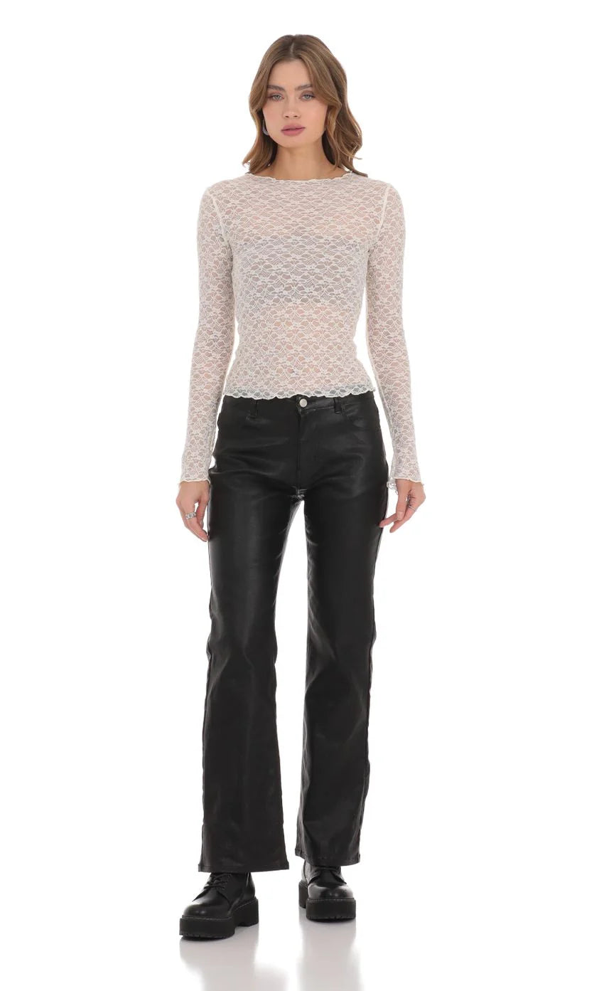 Faux Leather Jeans in Black