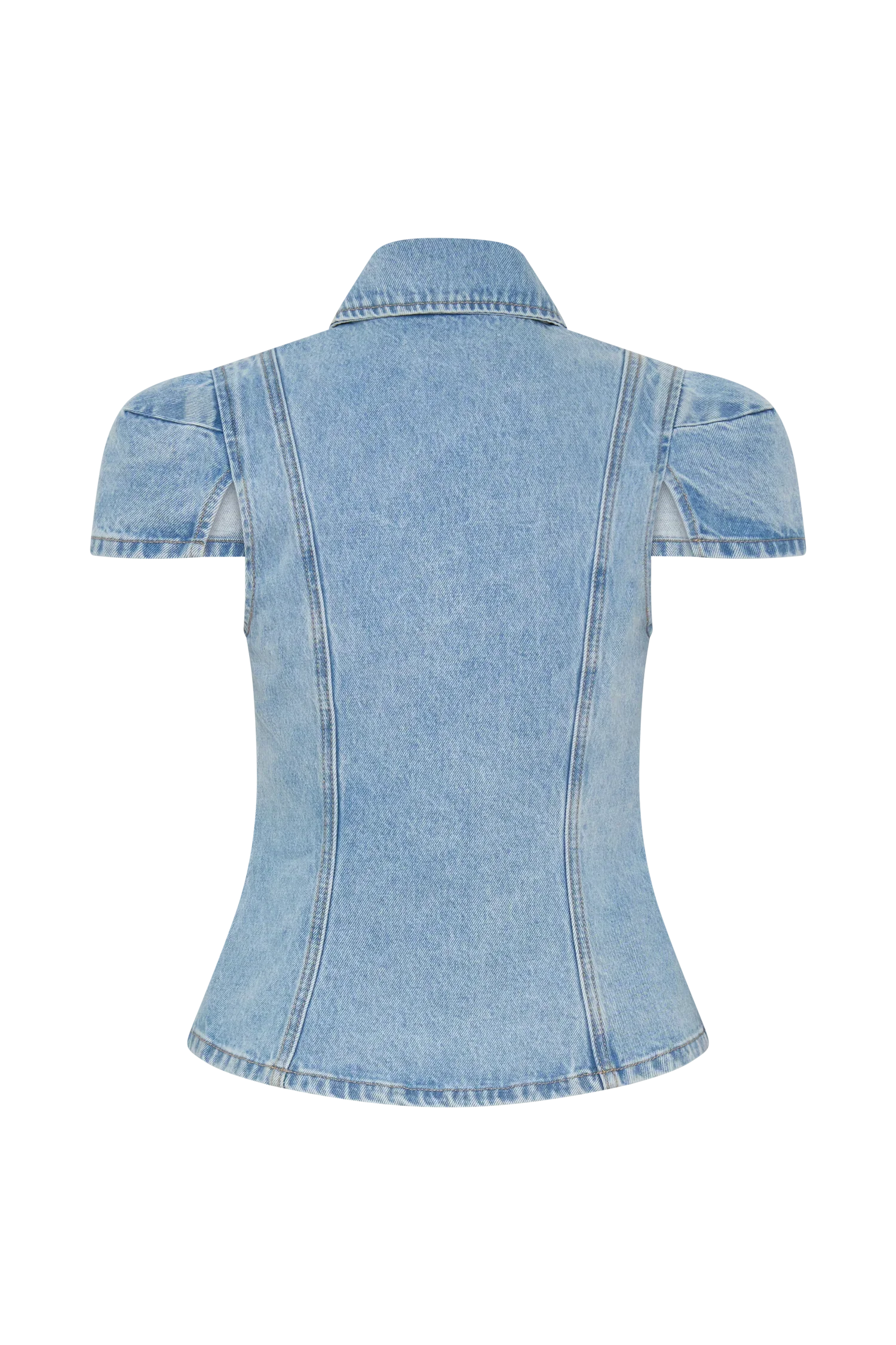 Bently Short Sleeve Denim Top Washed Light Blue