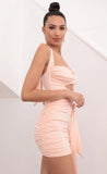 Cutout Ruched Dress in Salmon
