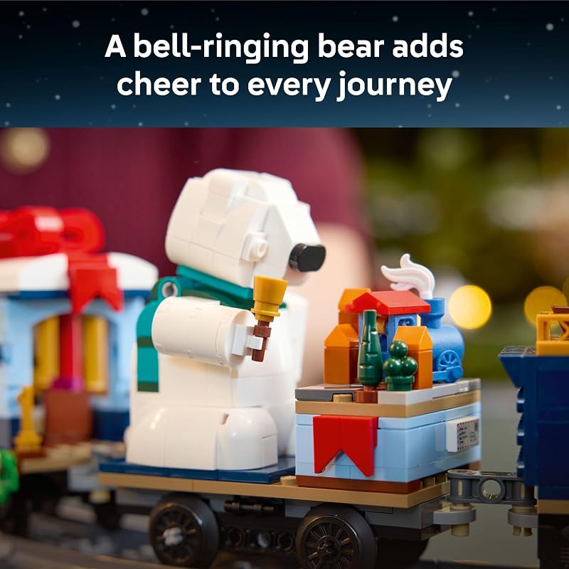 LEGO Icons Holiday Express Train Building Set for Adults Ages 18 Seasonal Home Decor for Bedroom or Book Shelf Christmas Train W Track 4 Minifigures Gift Idea for Holidays 10361
