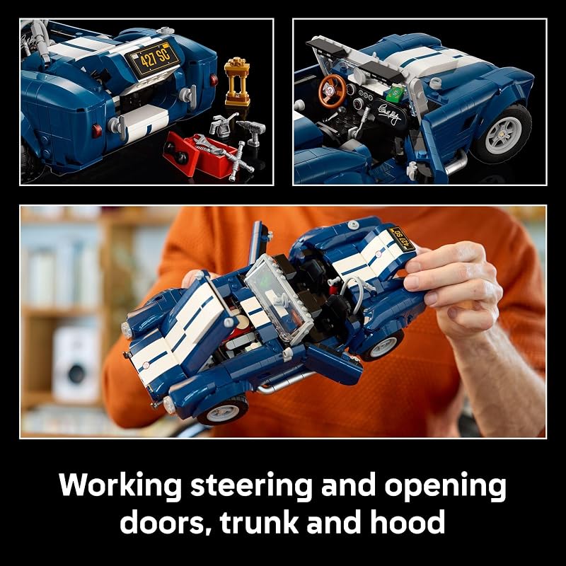 LEGO Icons Shelby Cobra 427 S C Car Building Set for Adults Bedroom Office or Book Shelf Decor for Sports Car Fans Ages 18 Gift Idea for Birthdays 10357