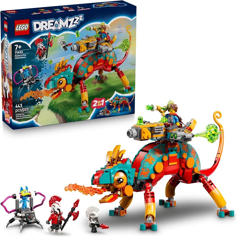 LEGO DREAMZzz Mateos Fire Chameleon Building Toy Pretend Play Set for Kids Ages 7 Storytelling Toy for Boys Girls 2 Construction Modes for Pretend Play Gift Idea for Birthdays 71492