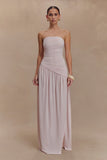 Bex Strapless Slinky Maxi Dress With Split Pale Pink