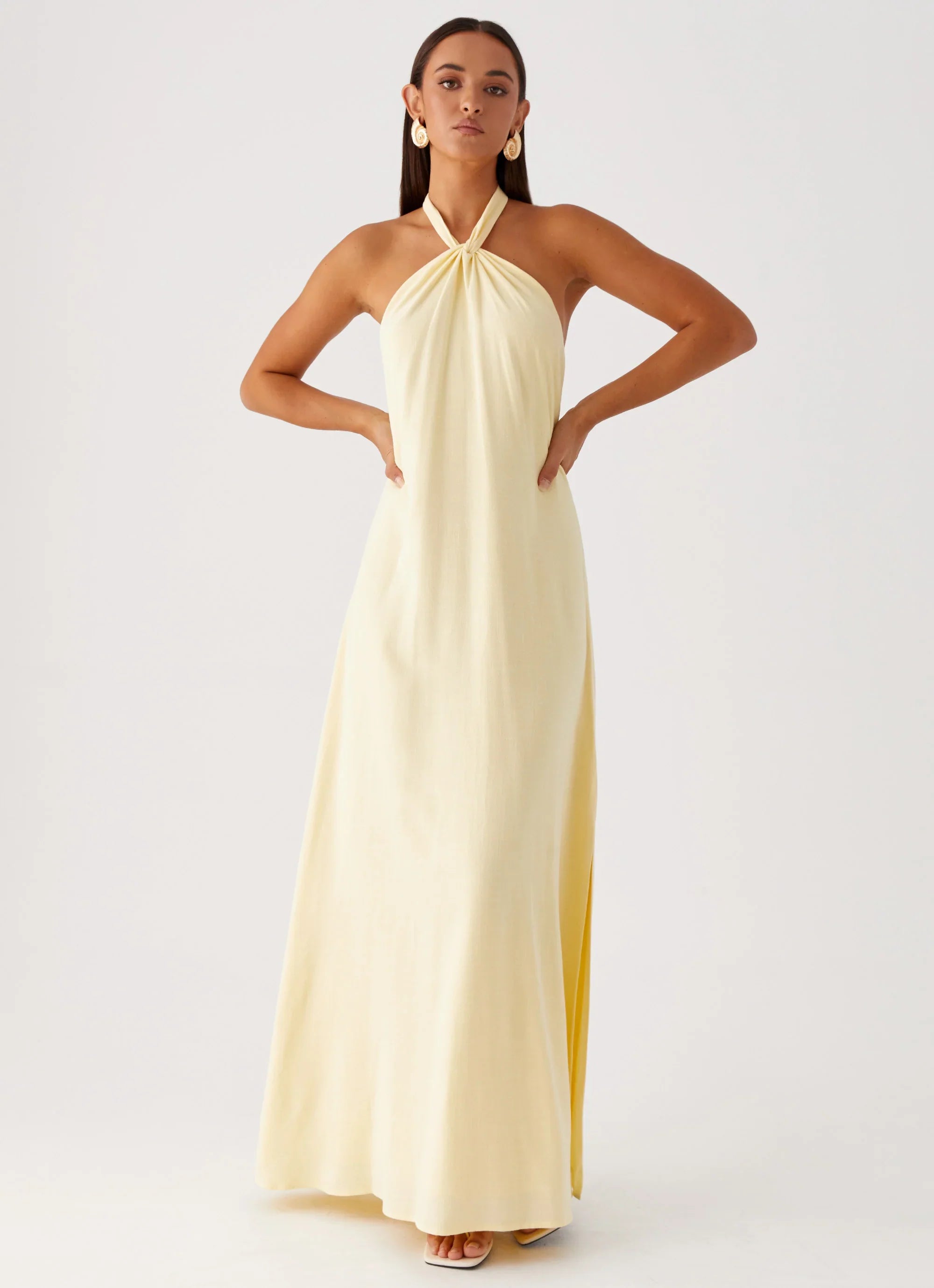 Golden Child Linen Maxi Dress Yellow