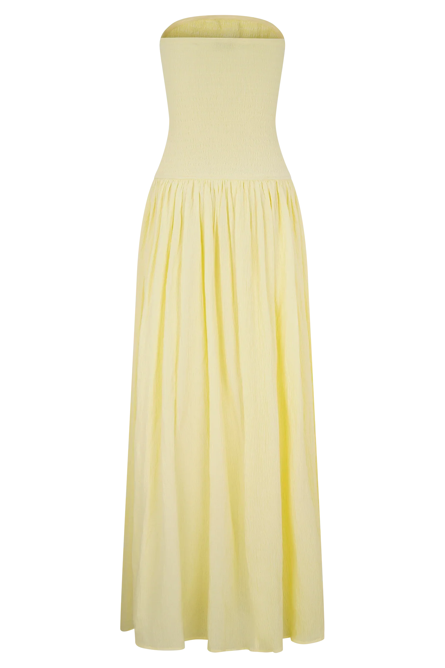 Maureen Cotton Shirring Maxi Dress Lemon