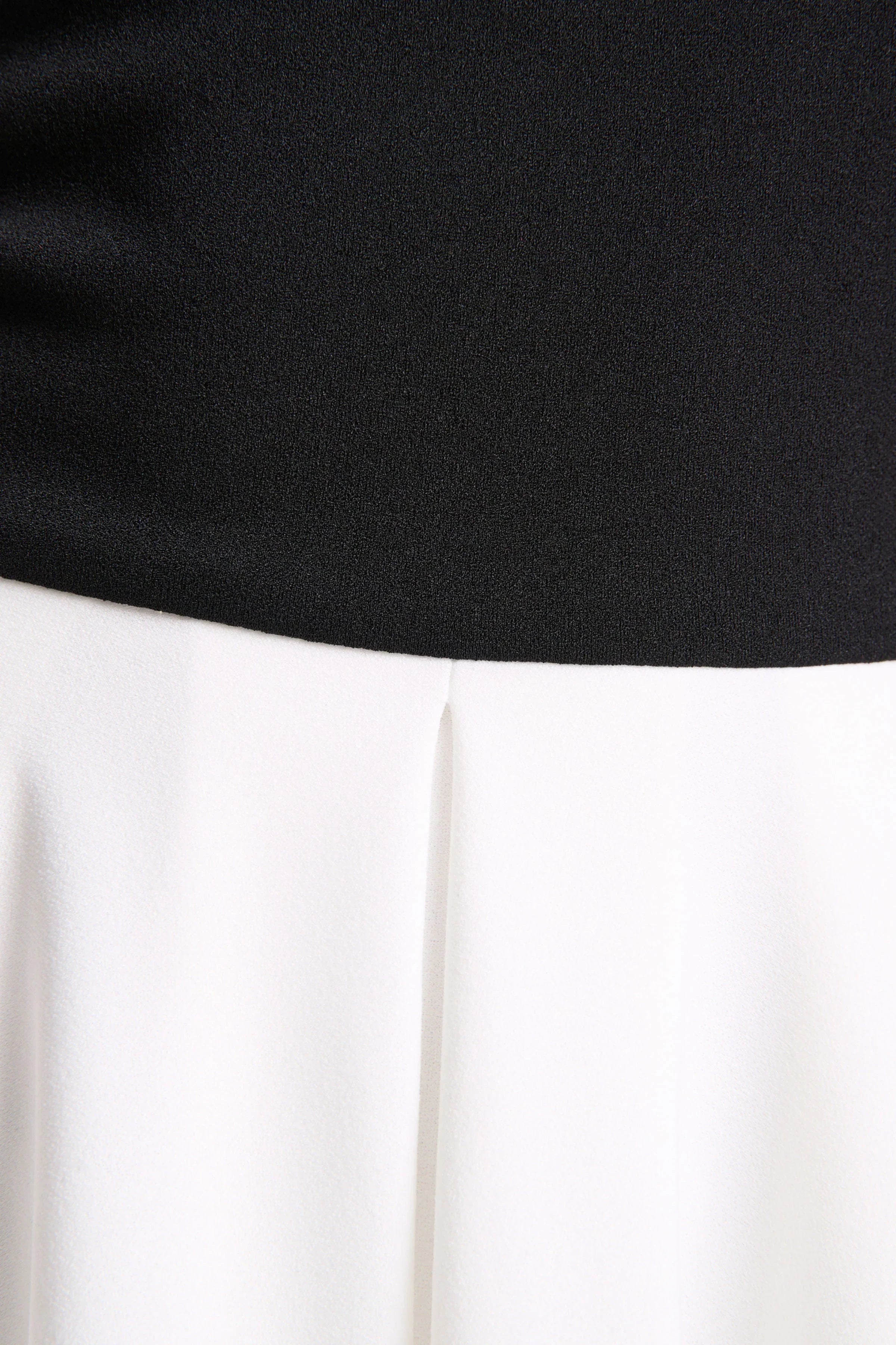 Frederica Black And White Bardot Neck Midi Dress