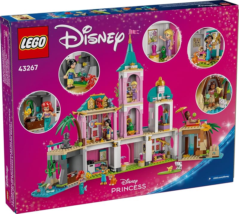 LEGO Disney Princess Castle Royal Pets Kids Toy Pretend Play Building Set for Girls and Boys Ages 6 Includes Ariel Rapunzel Jasmine Moana and Mulan Gift Idea for Birthdays 43267
