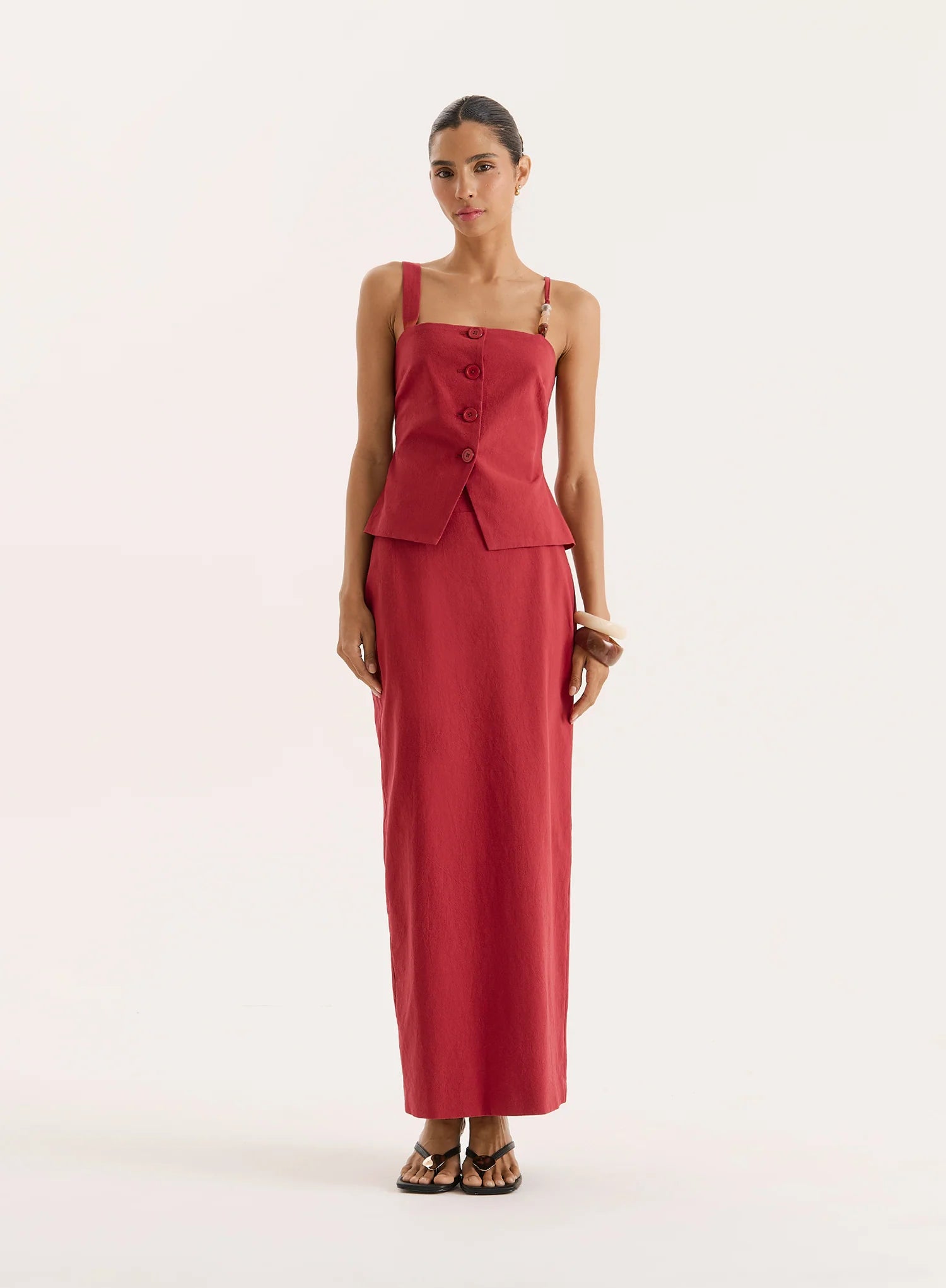 Rust Tailored Maxi Skirt