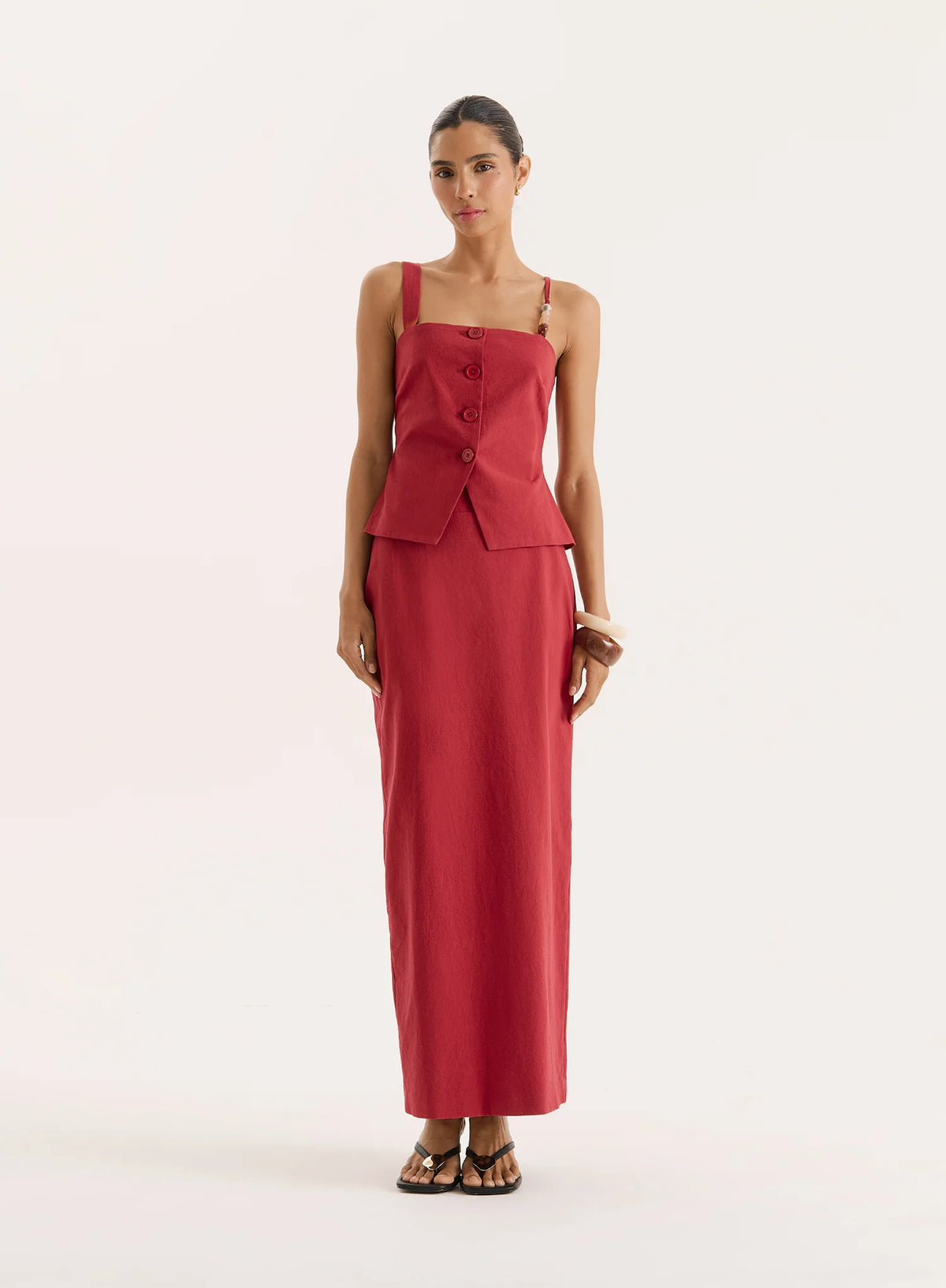 Rust Tailored Maxi Skirt