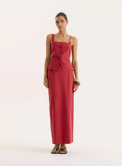 Rust Tailored Maxi Skirt